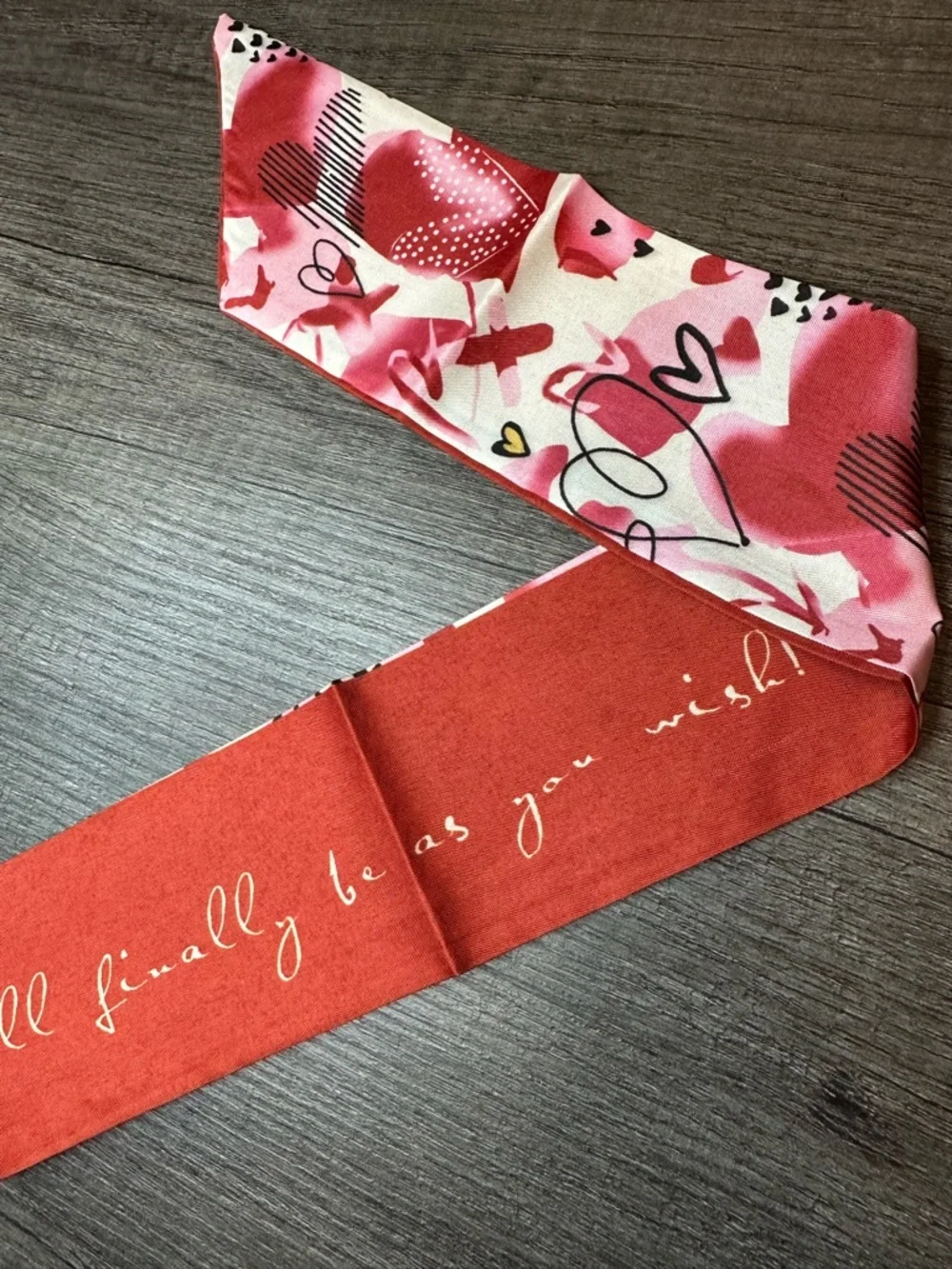 Pink and Red Heart Print Scarf Accent